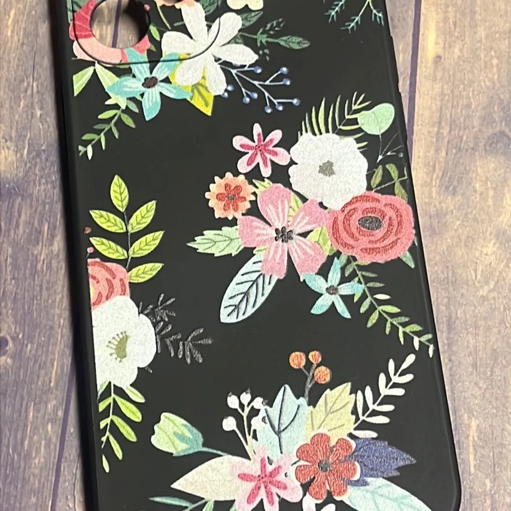 5for$10 Matte Black iPhone 12 Floral Phone Case Colored Flowers Spring